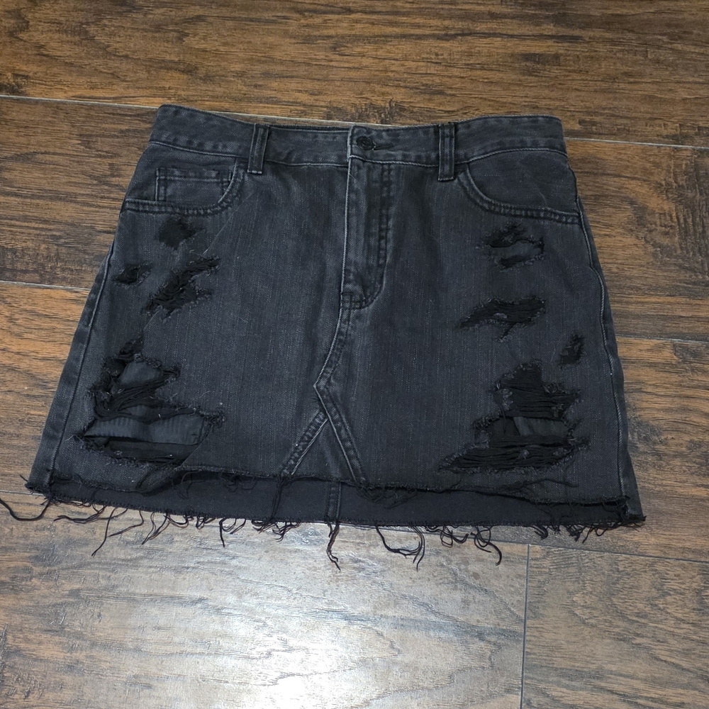Hollister Black Distressed Mini Skirt